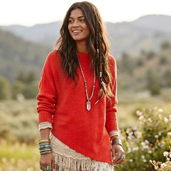 Free People Sweaters - Free People XS Casual Boho Chic Oversized Downtown Pullover Knit Sweater